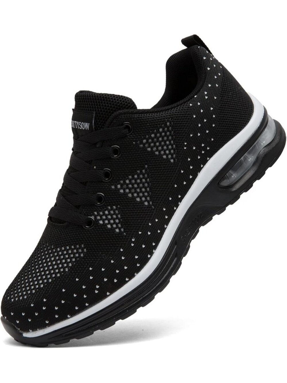 Women's Black White Rubber Walking Shoes Lightweight Comfortable Sports Sneakers